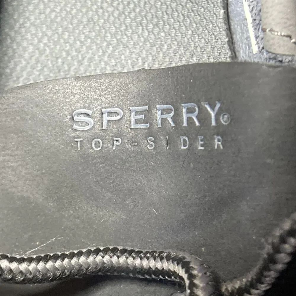 Sperry Top-Sider Leward Boat Shoes Boys Sz 12.5 Black Grey Leather Casual